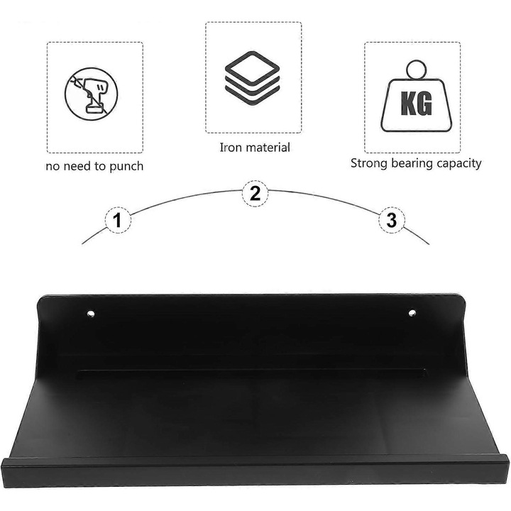 Suporturi de baie si bucatarie din otel inoxidabil, design perforat, montare pe perete, set