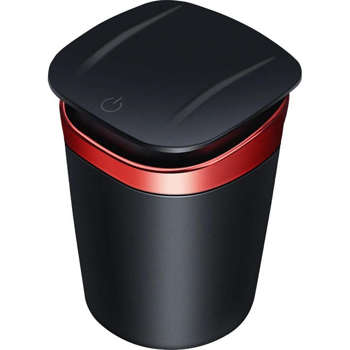 Scrumiera auto cu deschidere automata, LED, design detasabil, metal, multicolor