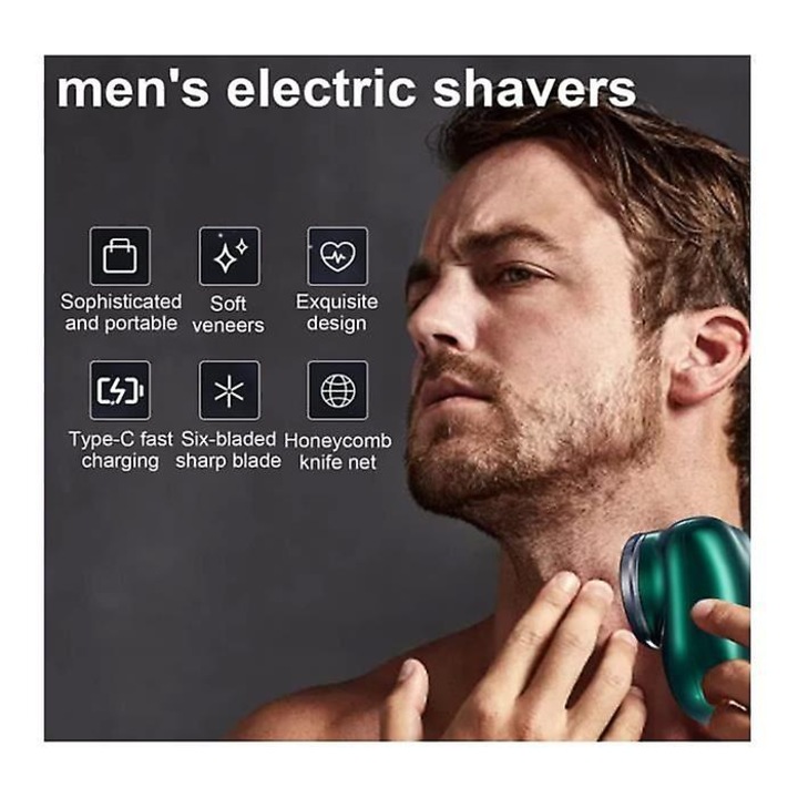 Aparat de ras electric mini, 6 lame din otel inoxidabil, design compact, utilizare umeda si uscata, incarcare rapida