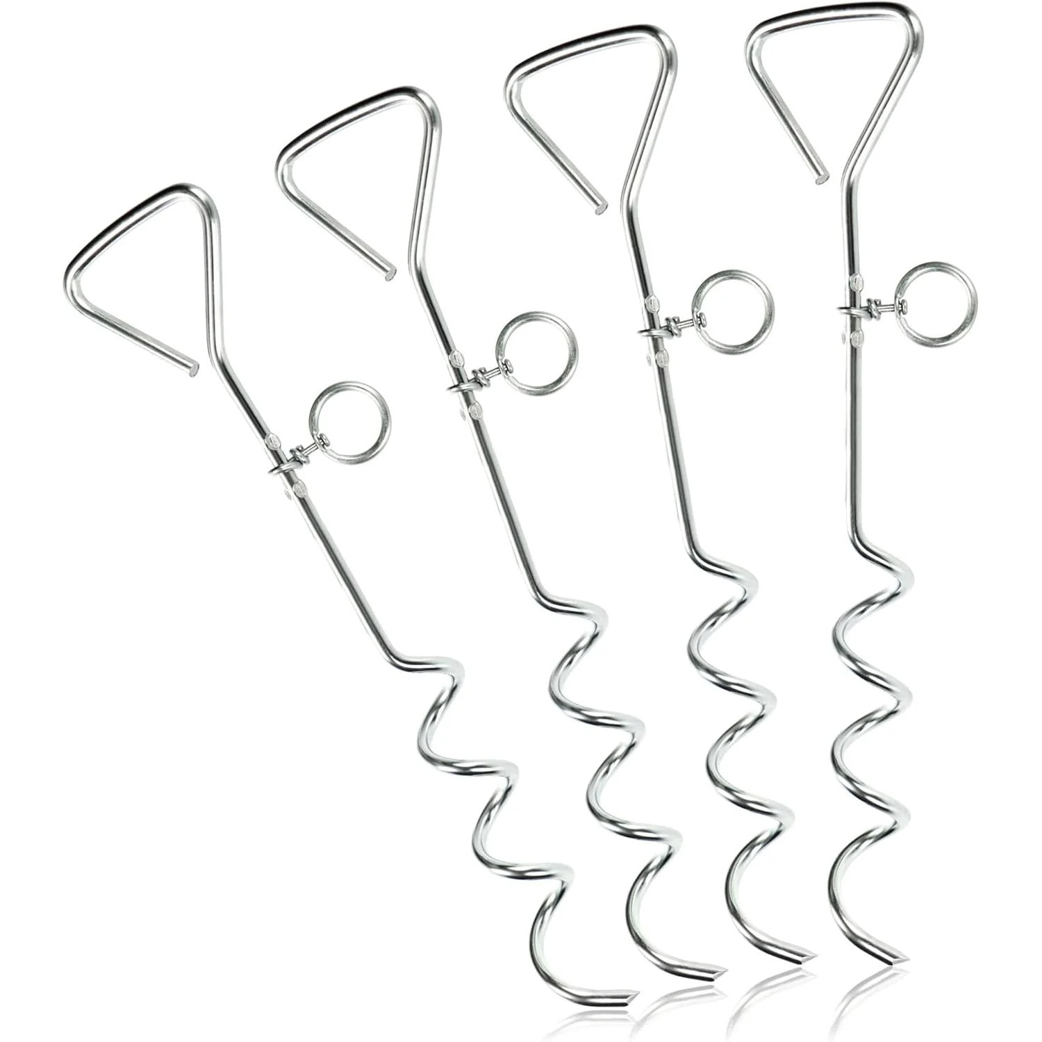 Set de ancore pentru corturi, 4 piese, argintii, din otel, rezistente ...