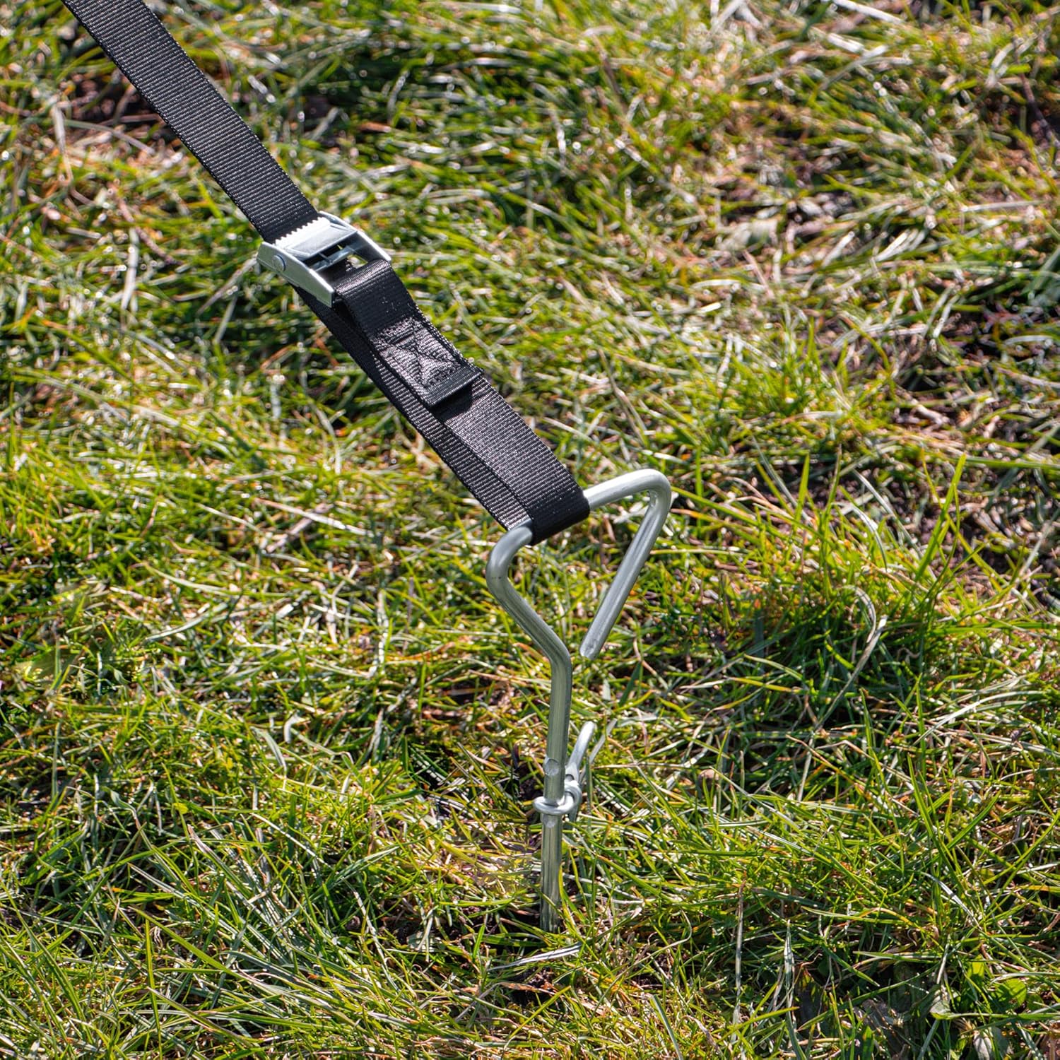 Set de ancore pentru corturi, 4 piese, argintii, din otel, rezistente ...