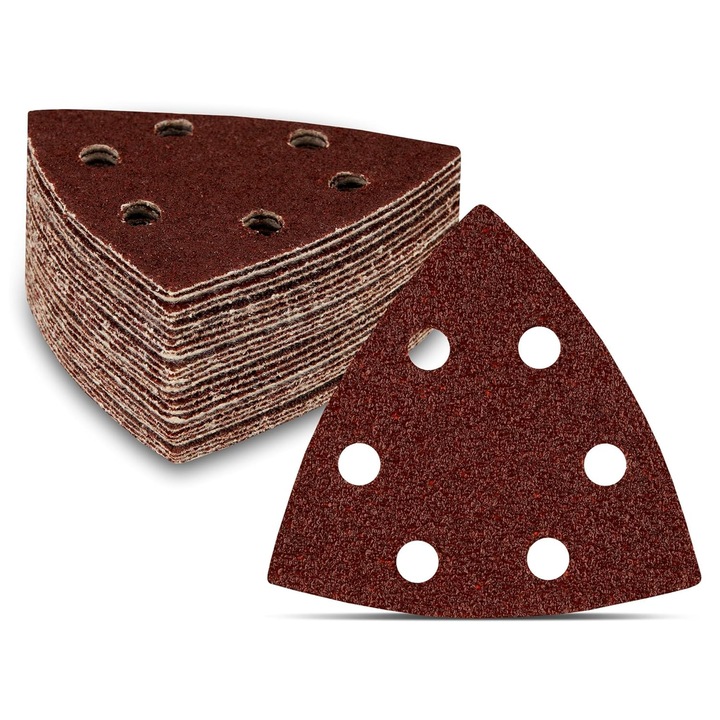 Discuri abrazive triunghiulare, set 50 buc, 93x93x93mm, 80 grit, pentru slefuitoare delta