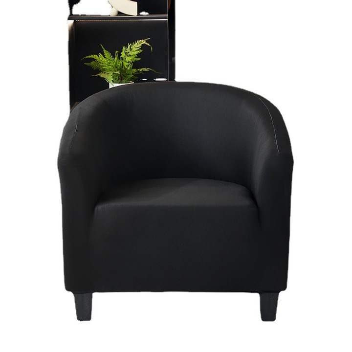 Husa scaun club, neagra, din material elastic, pentru canapea, usor de intretinut