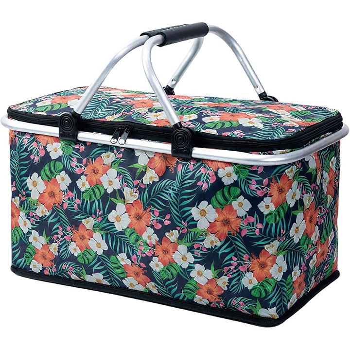 Cos picnic izolat, pliabil, capacitate mare, design practic, multicolor, 2 inchi grosime