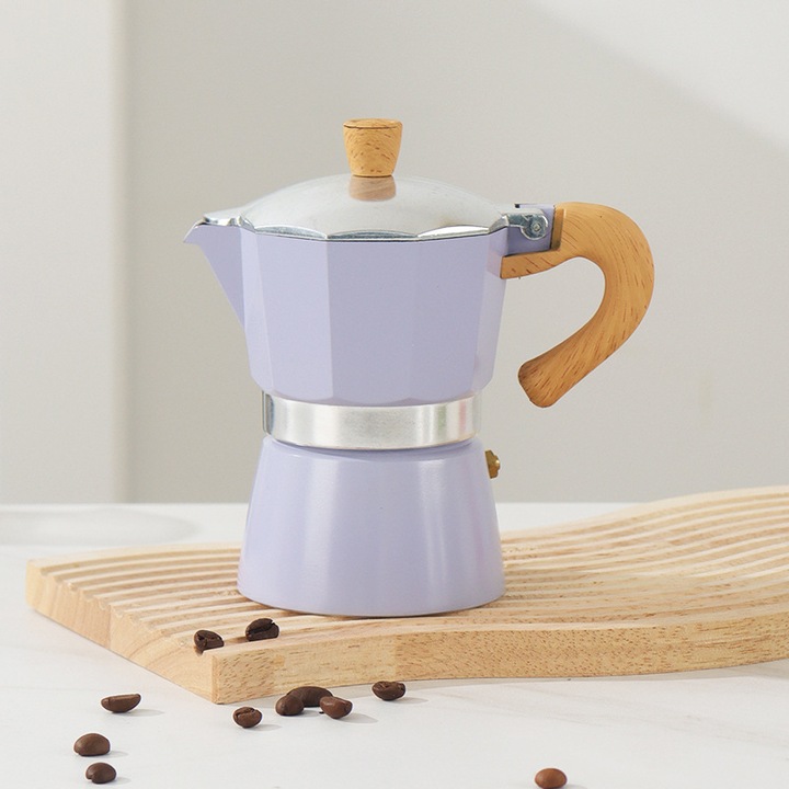 Espressoare pentru aragaz, 150ml, violet, set Moka, din aluminiu, capacitate 5 uncii