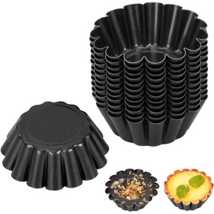 Set 12 forme prajituri, metal, 63x24cm, antiaderente, rezistente la caldura pana la 230°C