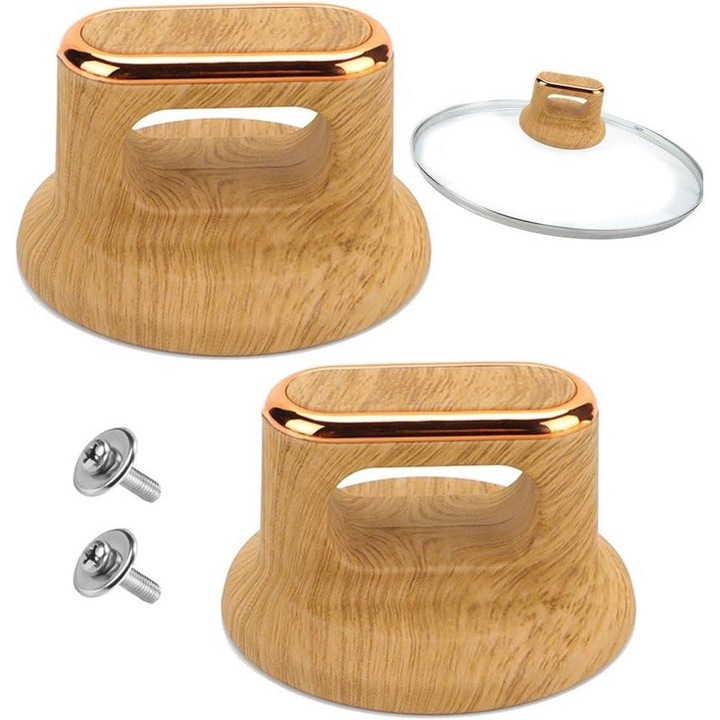 Manere capac vase, set 4 bucati, culoare lemn deschis, rezistente la caldura