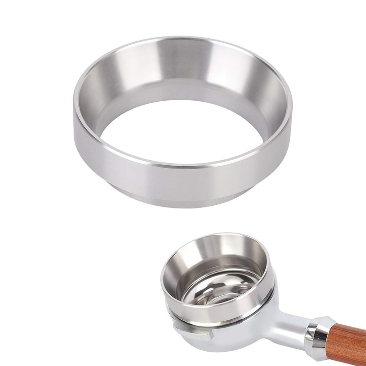 Set 3 accesorii pentru cafea, 53mm, funnel cu magnet, aluminiu, argintiu