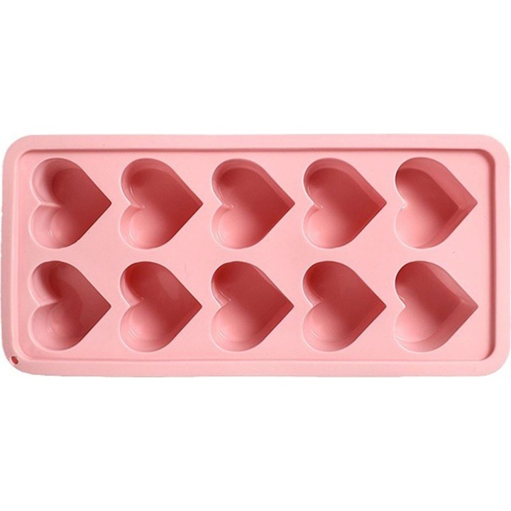 Forma cuburi de gheata, 2 seturi, silicon, 10 compartimente, usor de demontat, fara BPA, lavabila in masina de spalat vase, multicolor