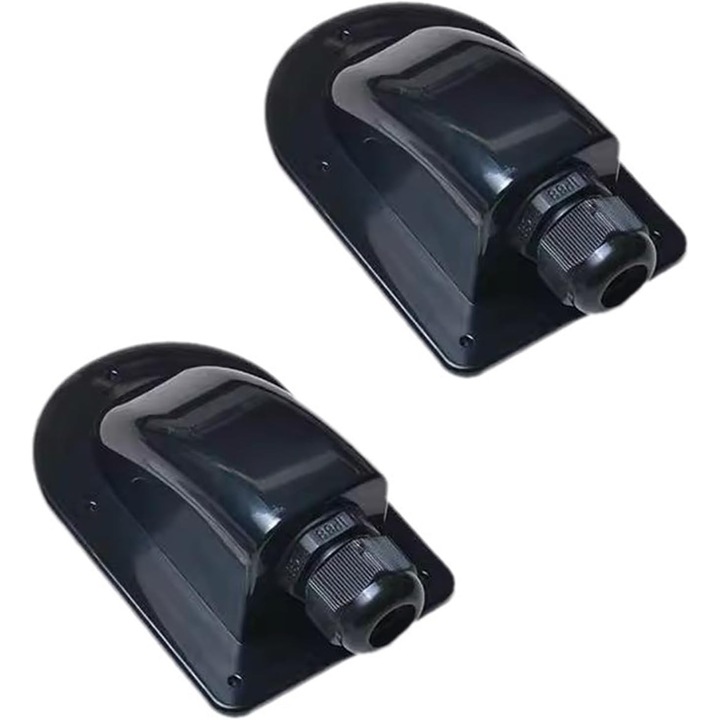 Cutie cablu solar, doua intrari cablu impermeabile, neagra, dimensiuni reduse