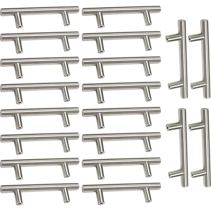 Set 20 manere mobilier, inox, 12 mm diametru, 250x32mm, distanta gauri 160mm