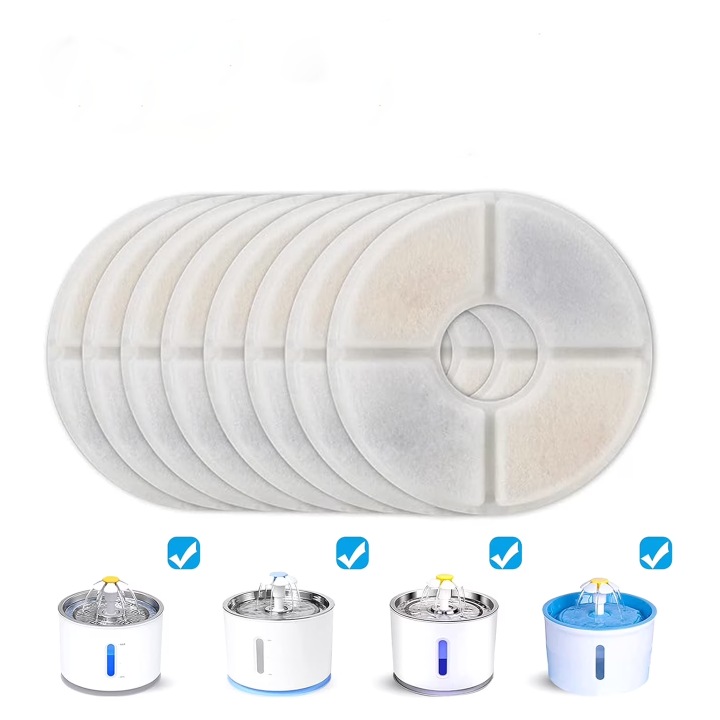Set de 8 cartuse filtrante pentru fantanite de apa pentru pisici, sistem de filtrare triplu, 12.6x12.6cm