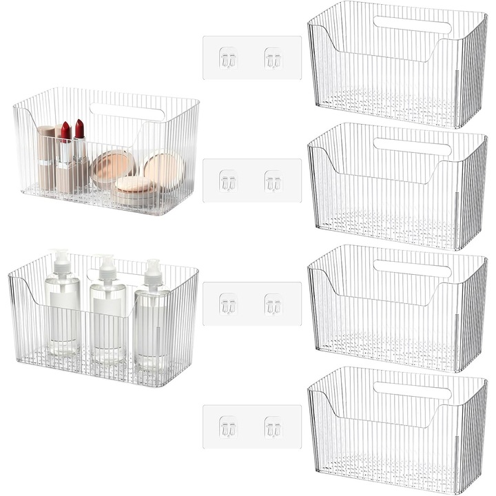 Set organizare interior usa dulap, 4 piese, suporturi adezive, multicolor