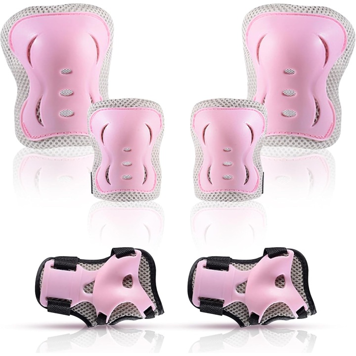 Set de protectie pentru copii, genunchiere, cotiere, protectii pentru incheieturi, multicolor, ajustabil