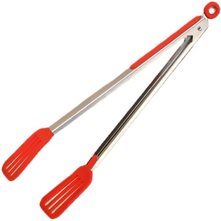 Ustensile gratar, clesti din otel inoxidabil si silicon, set de 3 bucati, 265mm, usori, rezistenti la caldura, igienici