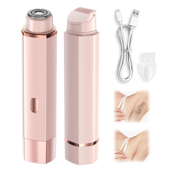 Aparat de ras electric 2-in-1, waterproof, design dual, portabil, pentru femei