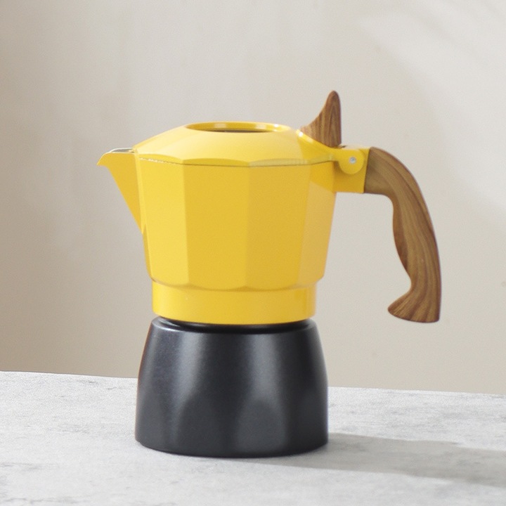 Espressor pentru aragaz, moka pot, design octogonal, rosu, 2 cesti