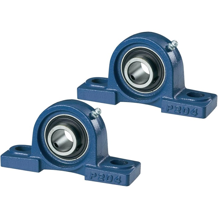 Carcasa rulment UCP 204, set cu 2 rulmenti, design cu caneluri, rezistent la coroziune, dimensiuni 30x45mm