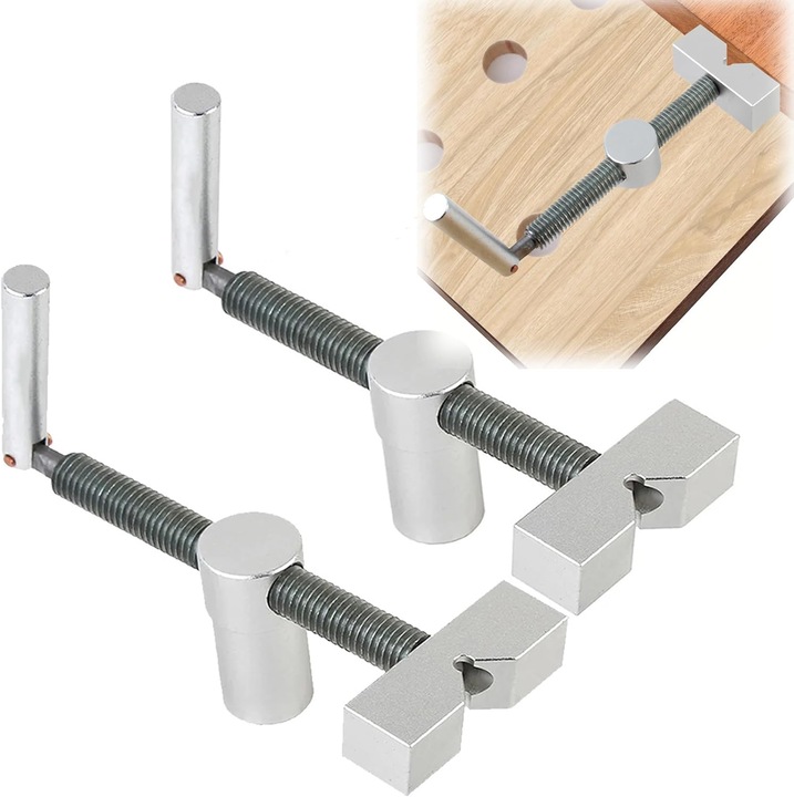 Set de cleme de lucru cu eliberare rapida, 133x60x50mm, anti-alunecare, pentru bancuri de lucru 20mm