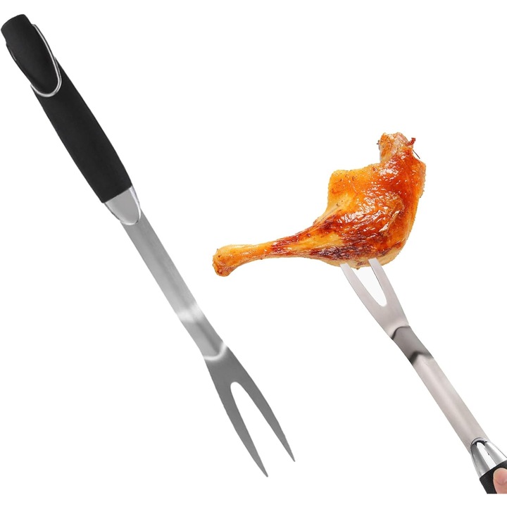 Set ustensile gratar, 3 piese, inox, manere rezistente la caldura, design practic, multicolor