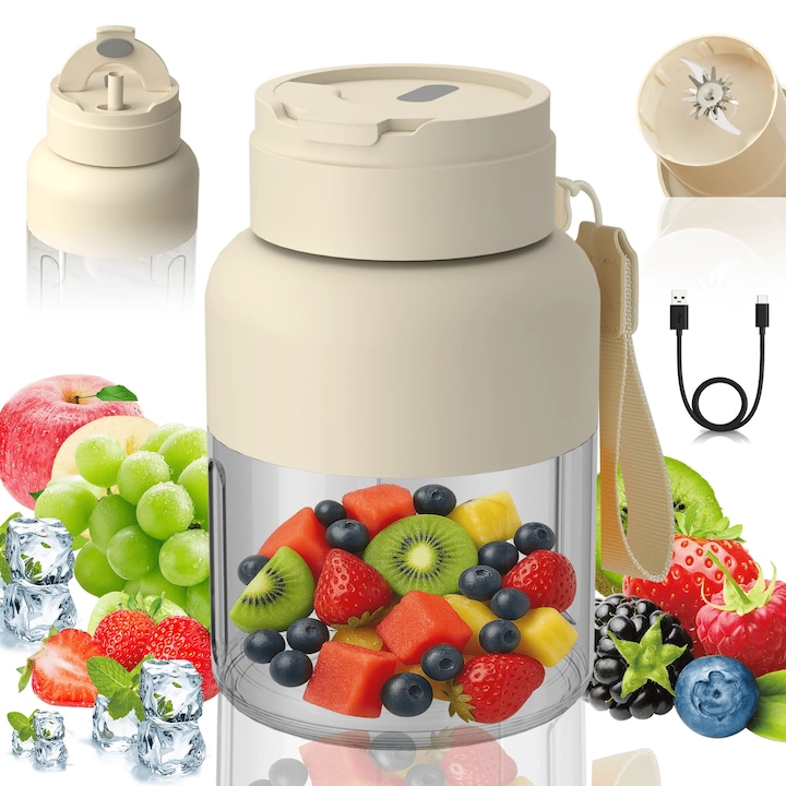Tocator electric portabil, cu lame din otel inoxidabil, fara fir, pentru carne si legume