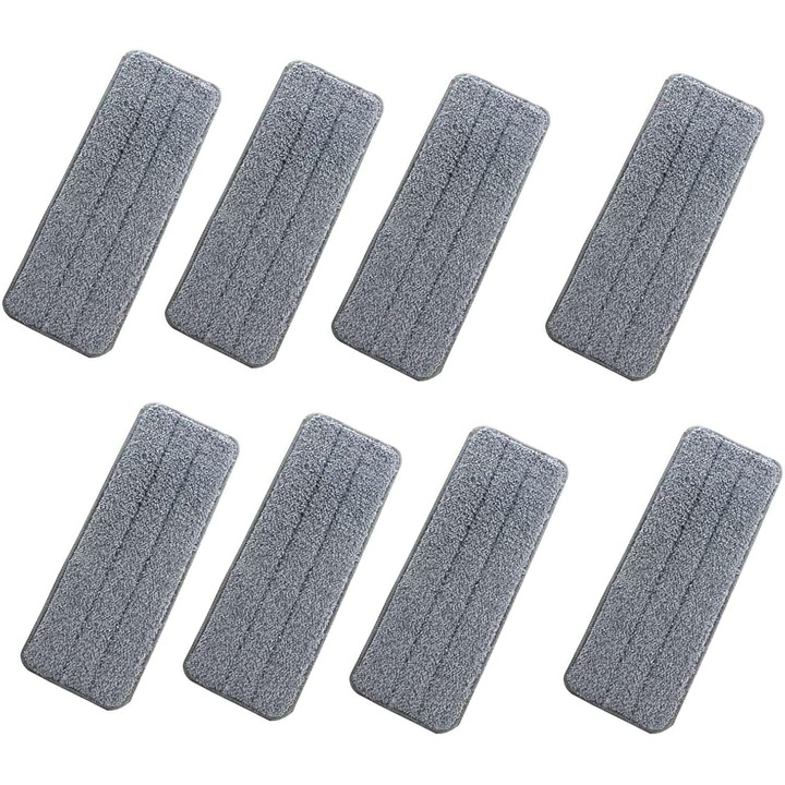 Set de 8 pad-uri de mop din microfibra, 32x12cm, reutilizabile, pentru suprafete dure, multicolor