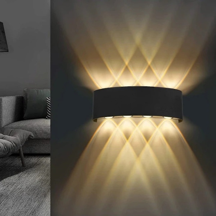 LED fali lámpa, 8W, 22x8x5cm, meleg fehér, modern design, vízálló