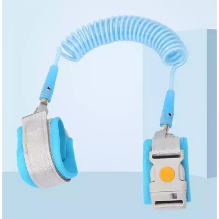 Ham de siguranta pentru copii, 2 metri, design rotativ 360, fir de otel elastic, multicolor