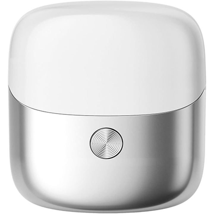 Aparat de ras electric mini, dublu cap, impermeabil IPX7, incarcare USB, 7x3cm, argintiu