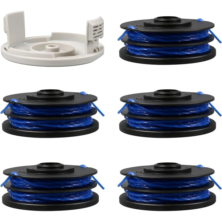Set 5+1 bobine de inlocuire pentru masini de tuns iarba, 1.6 mm x 8.3 m, compatibile cu Ryobi