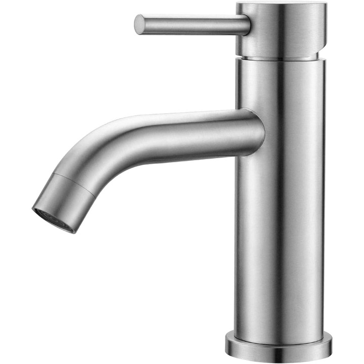 Baterie sanitara pentru chiuveta, mixer din otel inoxidabil, finisaj gri mat, cu robinet fix, 60 cm