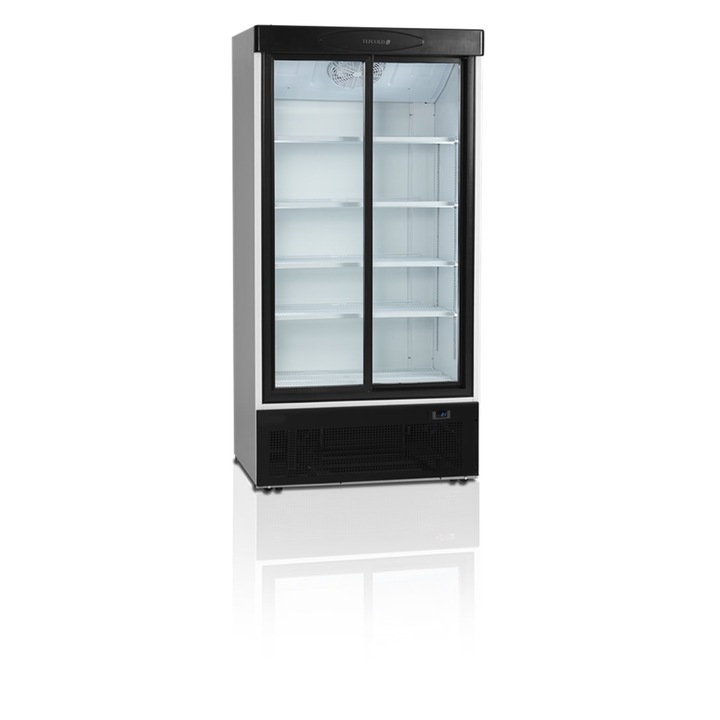 Vitrina frigorifica Tefcold FS1002S, 2 usi glisante, 730/540L, +2/+10°C, R290, Alb RAL9016, 1000x735x1990 mm
