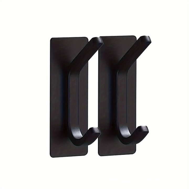 Set 6 suporturi autoadezive din otel inoxidabil pentru prosoape, haine, negru