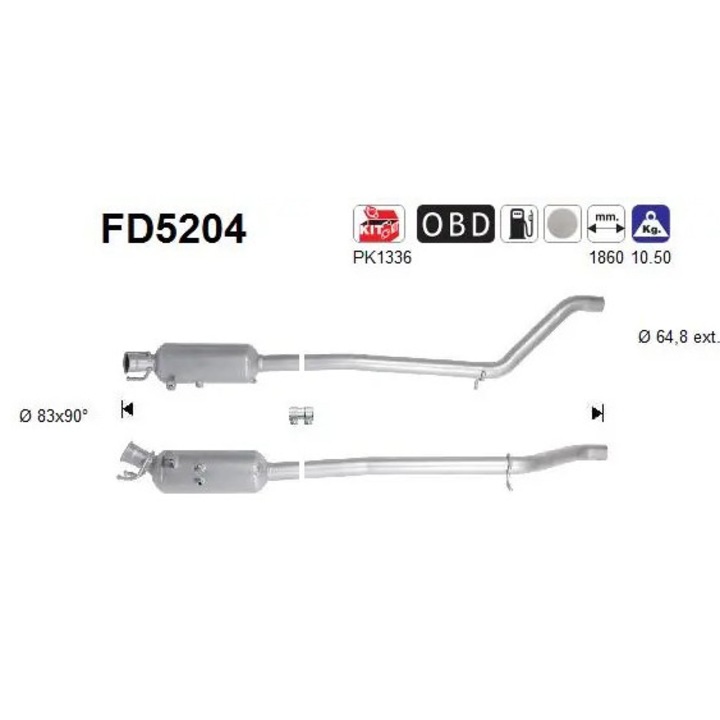 Filtru de particule AS Fd5204 pentru Mercedes-Benz A-Class/B-Class/CLA, certificat RAR, 1.8 diesel