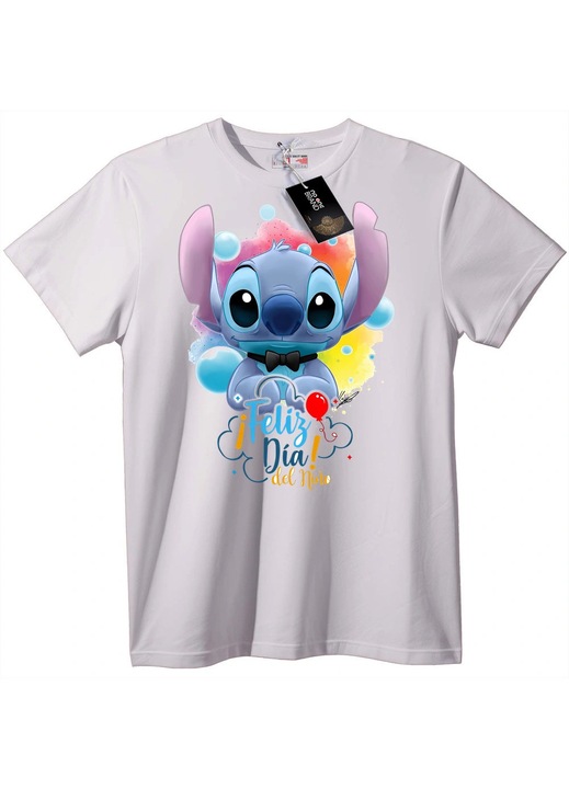 Tricou Stitch Petrecere pentru copii, Alb