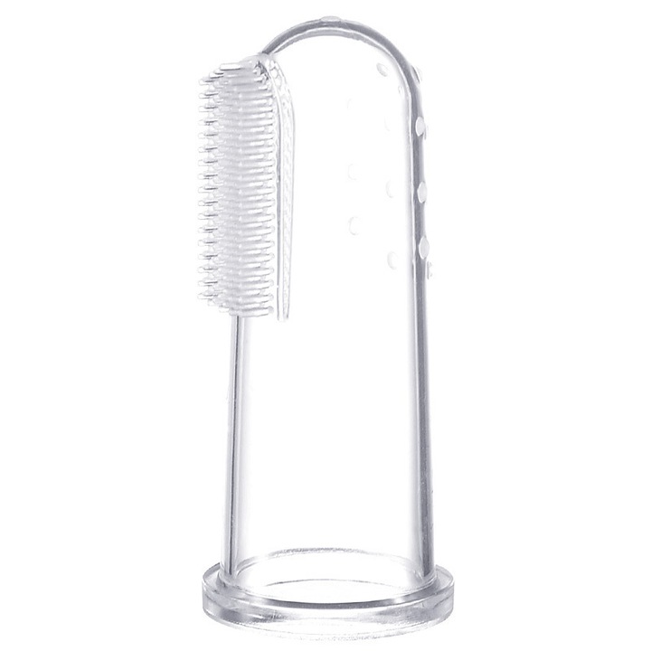 Állatfogkefe, 18 darabos készlet, szilikon anyag, átlátszó, kutyáknak és macskáknak