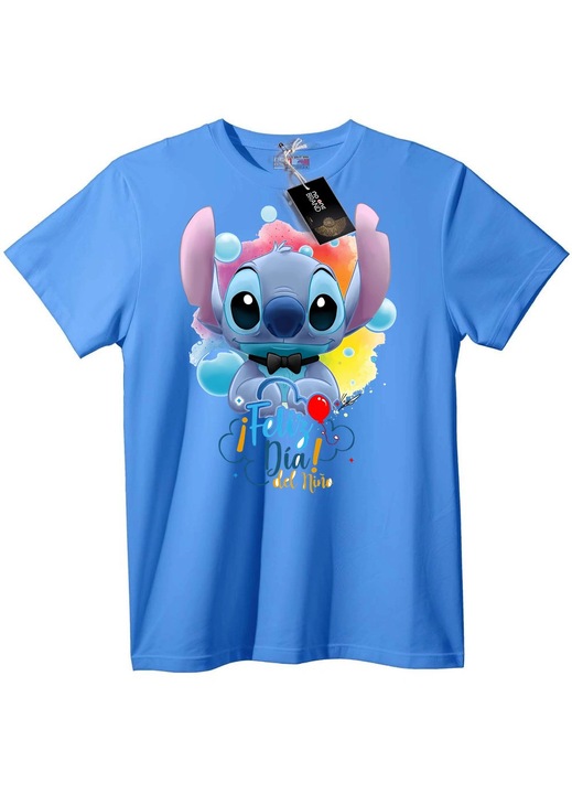 Tricou Stitch Petrecere pentru copii, Albastru deschis