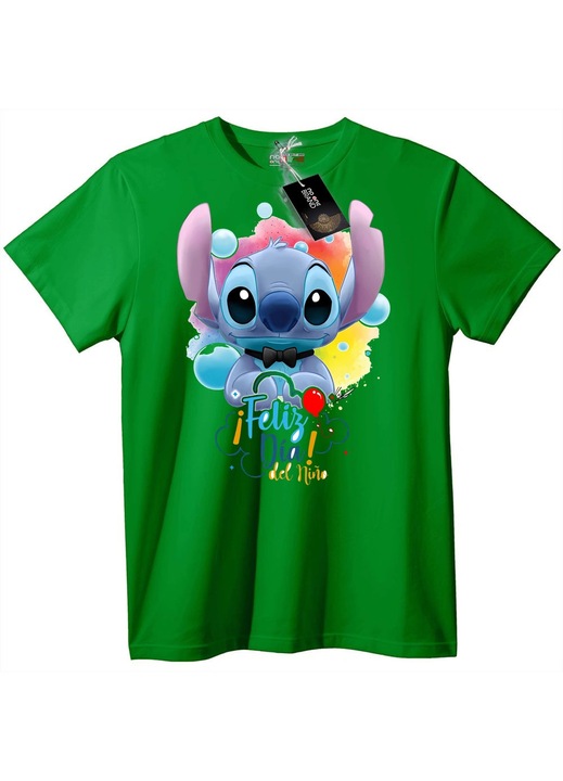 Tricou Stitch Petrecere pentru copii, Verde