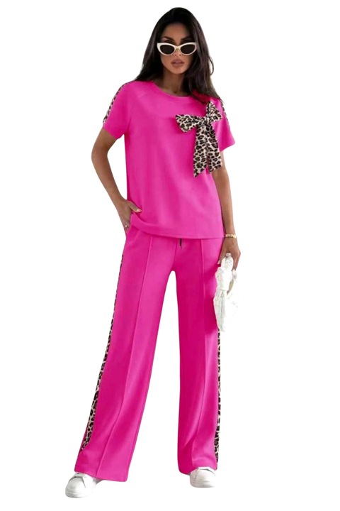 Compleu casual lejer Valesia, cu funda animal print, Fucsia, Marime universala S/M/L, FashionForYou