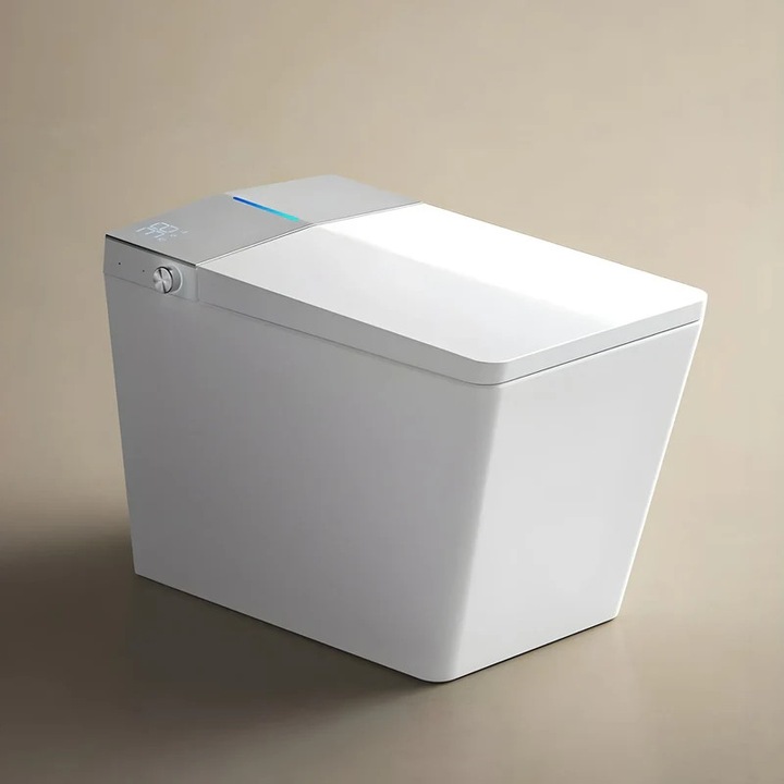 Toaleta inteligenta ASL Edge Pro, Design dreptunghiular, Curatare UV, Aromaterapie, Bideu integrat, Spalare cu apa calda, Uscare aer cald, Capac incalzit, Auto deschidere, Alb
