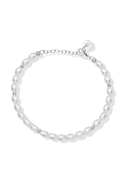 Liu Jo, Bratara de glezna, din otel inoxidabil cu perle sintetice, Gri, Argintiu