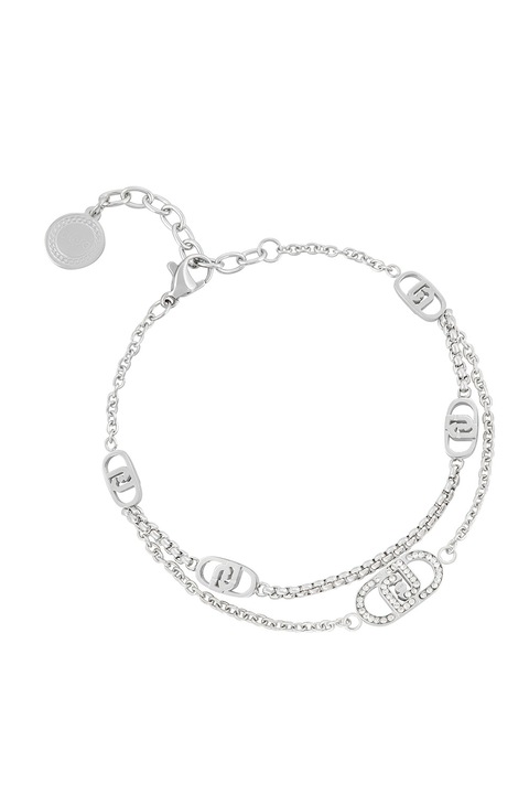 Liu Jo, Bratara cu doua siraguri decorata cu talismane monograma, Argintiu