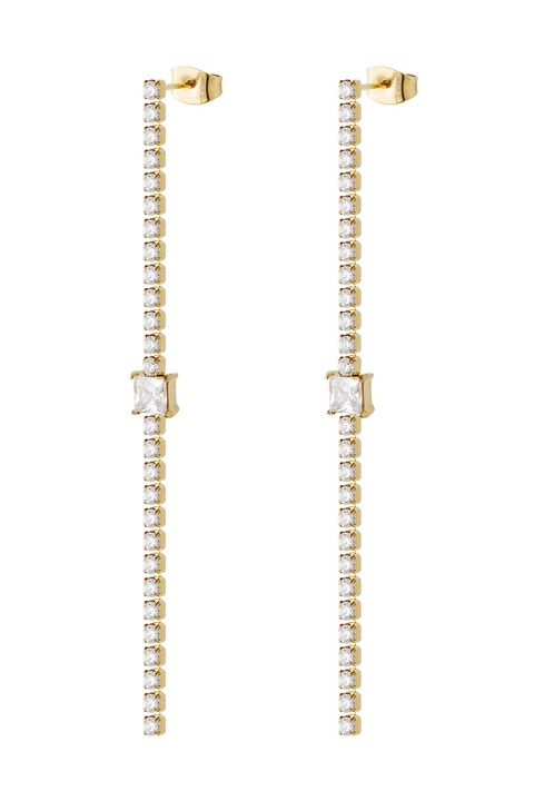 Liu Jo, Cercei drop din otel inoxidabil decorati cu cristale, Auriu, Argintiu