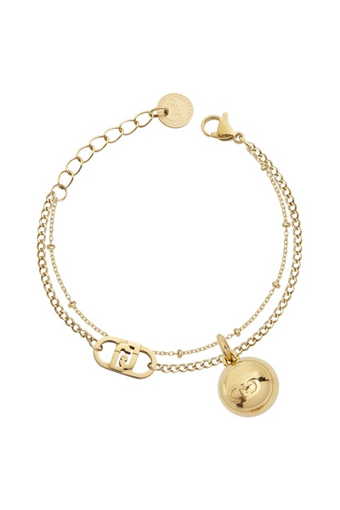 Liu Jo, Bratara cu siraguri multiple si element rotund cu logo, Auriu