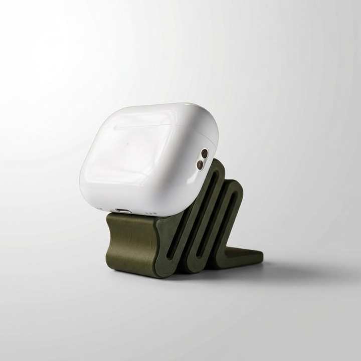 Suport Magnetic pentru Cutia de Casti, Verde, Plastic PLA, 6x6x3cm