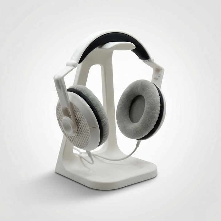 Minimalista fejhallgató tartó Armonie, fehér, PLA műanyag, 25 cm