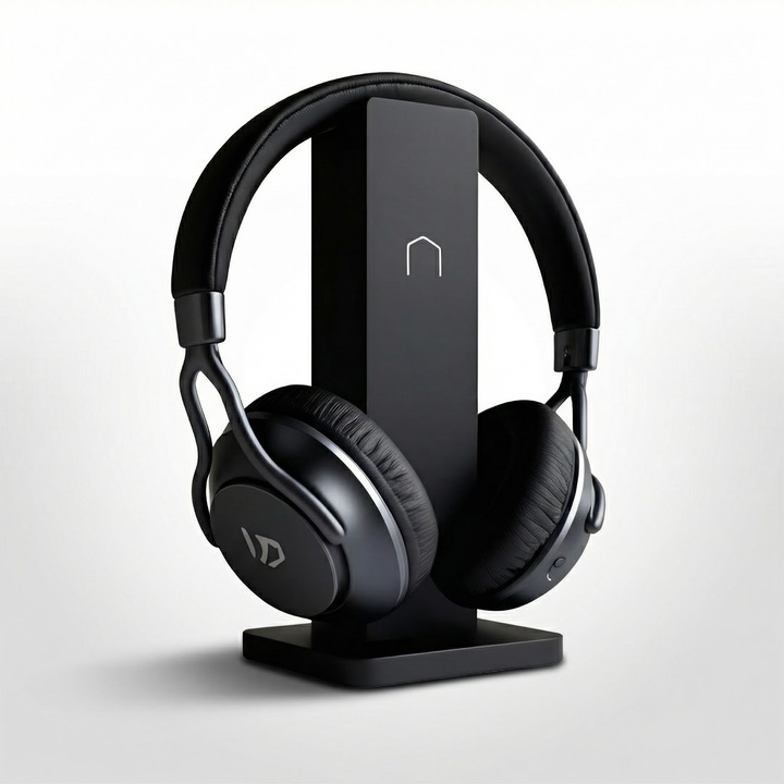 Fejhallgató tartó, fekete, PLA műanyag, 21 cm