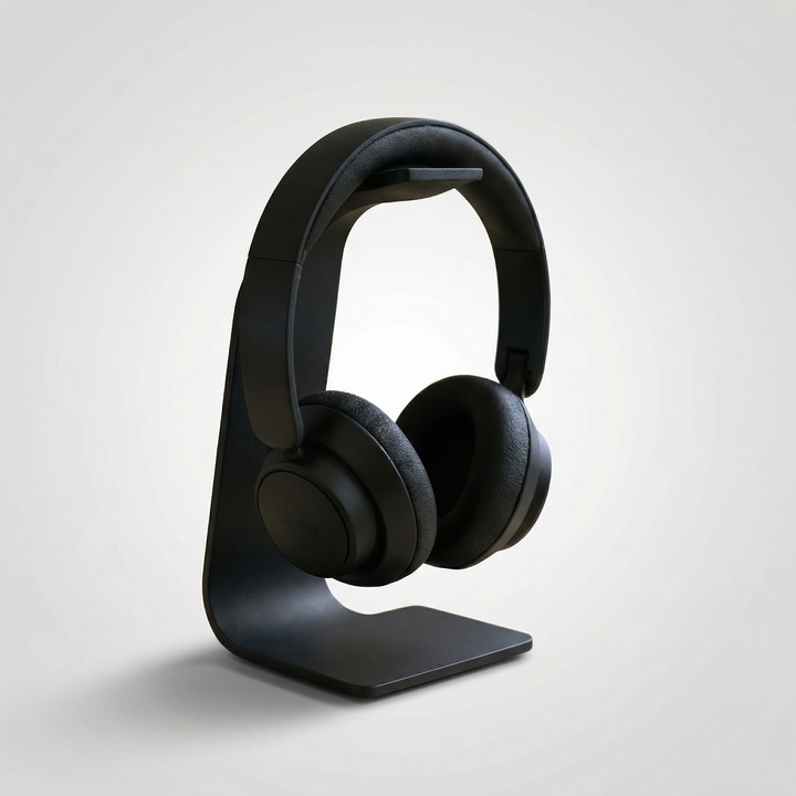 Fejhallgató tartó, konzolos, fekete, PLA műanyag, 24 cm