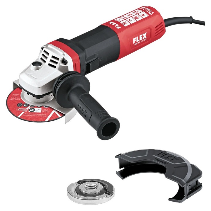 Polizor unghiular Flex LBE 17-11, 125 mm, 1700 W, rosu-negru, set cu piulita rapida Fixtec