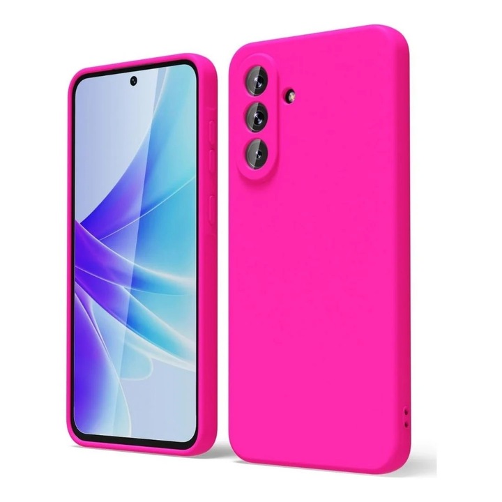 Husă din silicon pentru telefon, roz neon, interior din microfibra, protecție camere, compatibilă cu Samsung Galaxy A56 5G